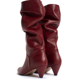 Jasmina 50 Stiletto Soft Suede and Velvet Leather Heels - Garnet
