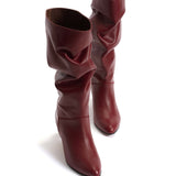 Jasmina 50 Stiletto Soft Suede and Velvet Leather Heels - Garnet