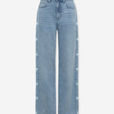 SIDE HEART WIDE LEG JEANS BLUE