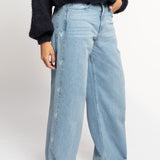 SIDE HEART WIDE LEG JEANS BLUE