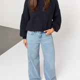 SIDE HEART WIDE LEG JEANS BLUE