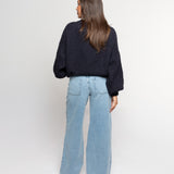 SIDE HEART WIDE LEG JEANS BLUE