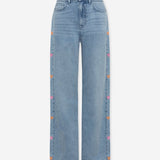 SIDE HEART WIDE LEG JEANS ORANGE PINK