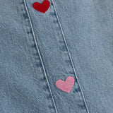 SIDE HEART WIDE LEG JEANS RED PINK