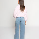 SIDE HEART WIDE LEG JEANS RED PINK