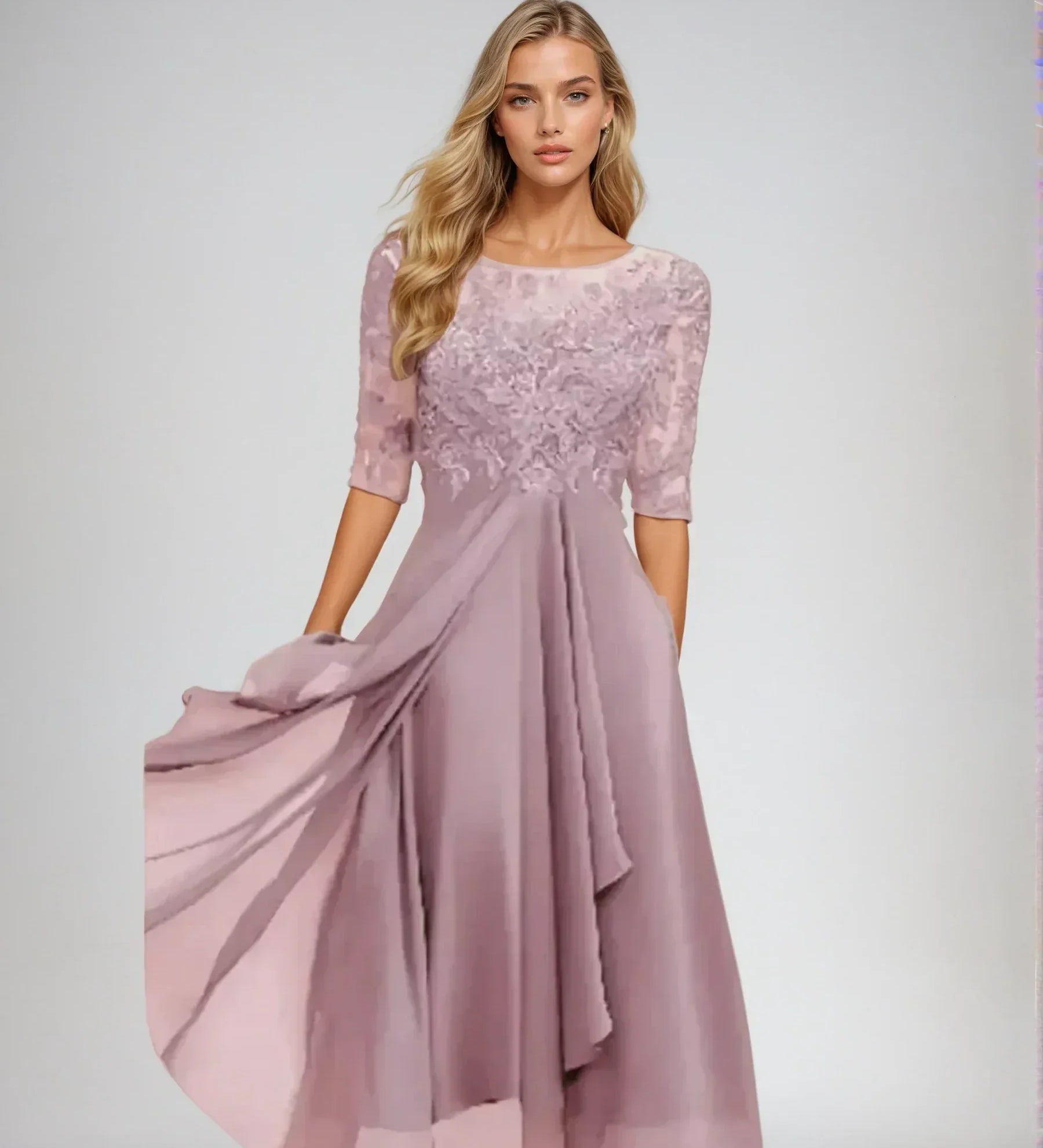 Prabangi elegantiška nėriniuota suknelė