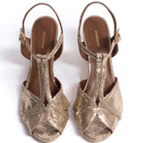 Therese 55 Lizard Metal Goat - Vintage Champagne