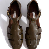 Lain Flats Soft Vegan Leather in Forest Green