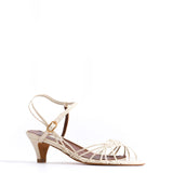 Savannah 40 Hand-Painted Crinkled Polished Goat Leather in Sand White