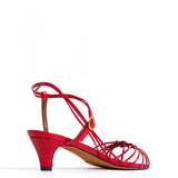 Scarlet Savannah 40 Hand-Crocheted Wrinkled Polished Goat Leather