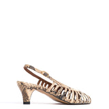 Carminho 40 Stiletto Snake Leather in Natural Sand