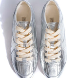 Metallic Silver Sneakerina with Crinkled Sheepskin