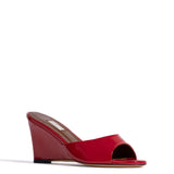 Gwen 75 Wedges - Polished Soft Calfskin in Ruby Red