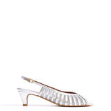 Carminho 40 Metallic Goat Leather and Mesh Silver Tinklinis