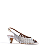 Carminho 40 Metallic Goat Leather and Mesh Silver Tinklinis