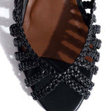 Carminho Black Hand-Crocheted Leather