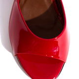Gwen 75 Wedges - Polished Soft Calfskin in Ruby Red