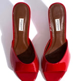 Gwen 75 Wedges - Polished Soft Calfskin in Ruby Red