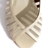 Carminho 40 Shimmering Sheepskin and Mesh in White Sand