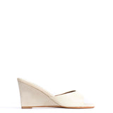 Gwen 75 Wedge Sandals in Blizgantis Leather and Suede - White Sand and Antique White