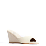 Gwen 75 Wedge Sandals in Blizgantis Leather and Suede - White Sand and Antique White