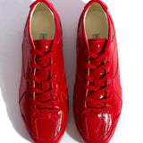 Scarlet Ruffled Polished Goat Leather Sneakers