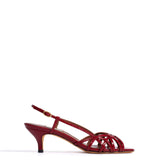 Scarlett 50 Wrinkled Polished Goat Leather Cat Design in Garnet