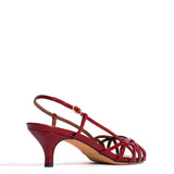 Scarlett 50 Wrinkled Polished Goat Leather Cat Design in Garnet