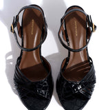 Hermine 50 Stiletto Polished Black Crocodile Leather