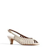 Carminho 40 Shimmering Sheepskin and Mesh in White Sand