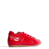 Scarlet Ruffled Polished Goat Leather Sneakers