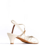 Savannah 40 Hand-Painted Crinkled Polished Goat Leather in Sand White