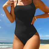 Casiana – Costum de baie cu dungi și bretele