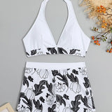 Emilia – Set Bikini cu Top Halter și Șorturi cu Talie Înaltă