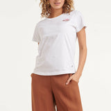 T-Shirt Met 'Blushed Summer' Print En Borduring | White - Muticolour - smashed-lemon.com