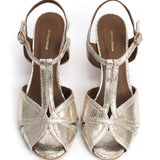 Therese 55 Cracked Metallic Goat Leather in Champagne