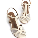 Therese 55 Glossy Shell & White Sand Mesh