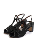 Therese 55 Black Shimmering Sheep Leather & Mesh