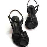 Therese 55 Black Shimmering Sheep Leather & Mesh