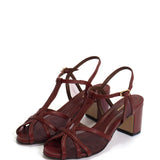 Therese 55 Sparkling Sheepskin and Mesh Garnet