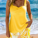 Brândușa – Elegant Stripe Tankini Shorts