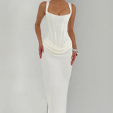 Corina – Rochie maxi cu decolteu pătrat