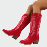 Neža | Cowboy Boots Adorned with Pearls and Elegant Embroidery