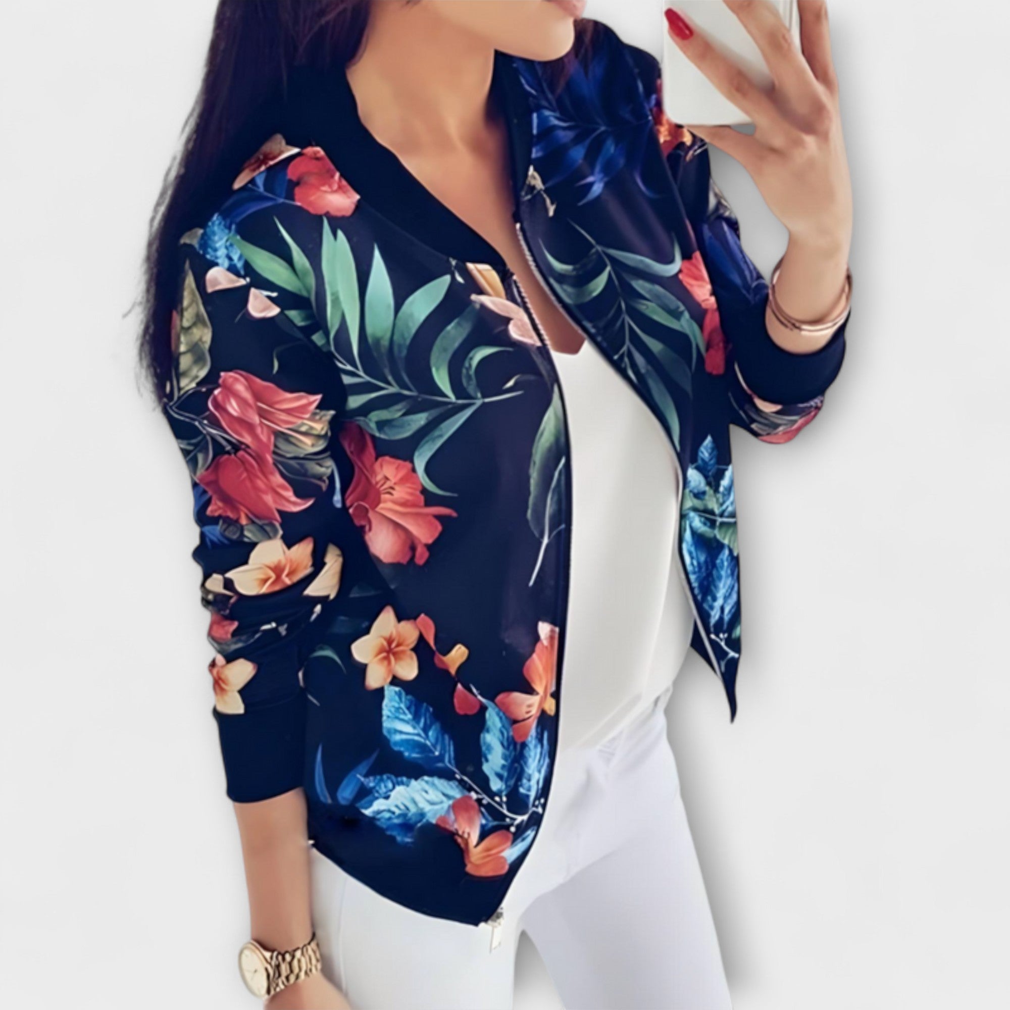 Andreia | Stilinga bomber striukė su gėlių motyvais