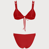 Raudonas trikampis bikini rinkinys su O-žiedu