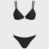 Juodas trikampis bikini komplektas su O-žiedu