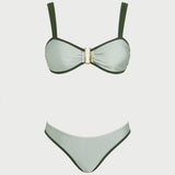 Žalias Kontrastingas Bandeau Bikini Rinkinys