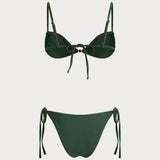 Žalias trikampis bikini rinkinys su raišteliu