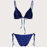 Bikini Komplektas su Mėlynais Taškeliais - Bralette Stilius