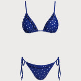 Bikini Komplektas su Mėlynais Taškeliais - Bralette Stilius
